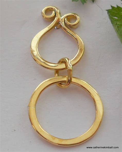 18K Solid Gold Post Earrings with Hammered Circle Dangle.