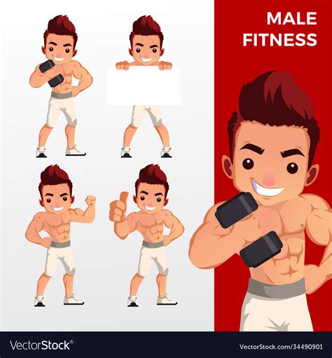 Man male fitness mascot character set logo icon Vector Image