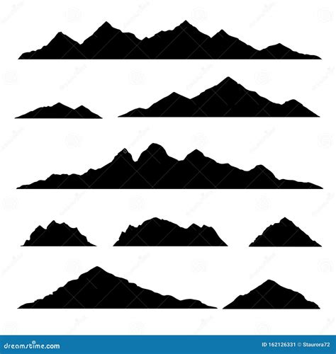 Mountain Silhouette. Isolated Set Elements Mountain Landscape. Vector Illustration. Stock Vector ...