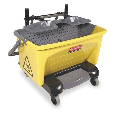 RUBBERMAID Gray/Yellow Polypropylene Mop Bucket and Wringer, 7 gal. - 5NY76|FGQ92000YEL - Grainger