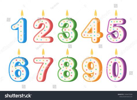 Birthday Candles Form Numbers Template Set Stock Vector (Royalty Free) 1928475260 | Shutterstock