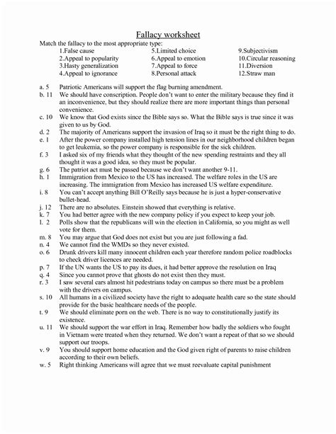 Logical Fallacies Worksheet With Answers – Englishworksheet.my.id