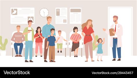 Happy cartoon patients in doctor waiting room Vector Image