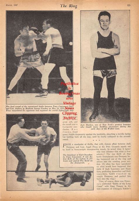 Boxing News Clipping #587 - Tony Canzoneri vs. Lou Ambers, Little Jack Sharkey, Kid Chocolate vs ...