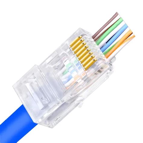 EZ RJ45 Connector Cat5e Cat6 RJ45 Ethernet Cable Plug UTP 8P8C Network Unshielded Terminal Easy ...