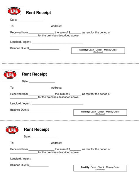 免费 Rental Payment Receipt sample | 样本文件在 allbusinesstemplates.com