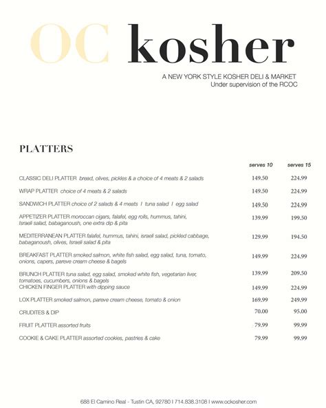 Platter Menu | Nosh House