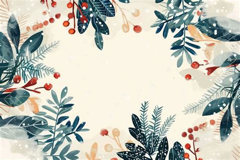 Botanical border with winter foliage | Free Photo Illustration - rawpixel