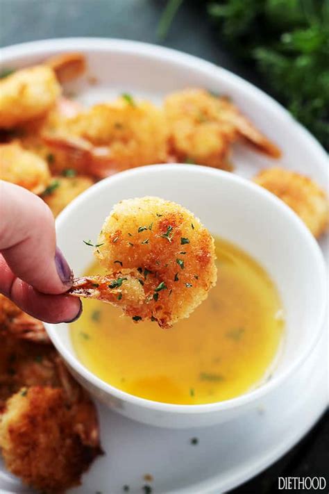 Baked Batter "Fried" Shrimp with Garlic Dipping Sauce Recipe | Diethood