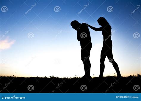 Sad Young Man Silhouette Worried at Sunset Stock Photo - Image of angry ...