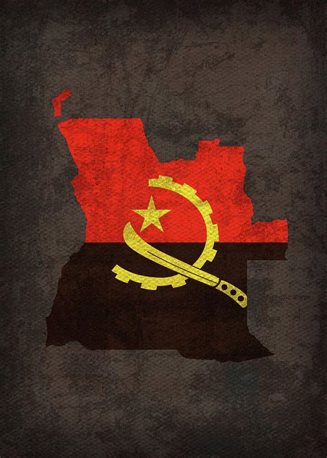 Angola Country Flag Map Mixed Media by Design Turnpike - Pixels