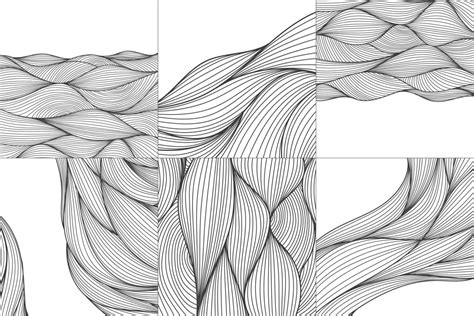 Vector set of hand drawn sketch wavy patterns, organic backgrounds ...