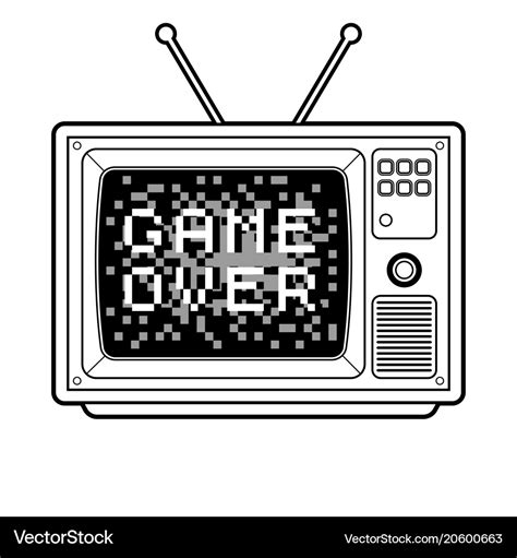 Game over on tv coloring book Royalty Free Vector Image