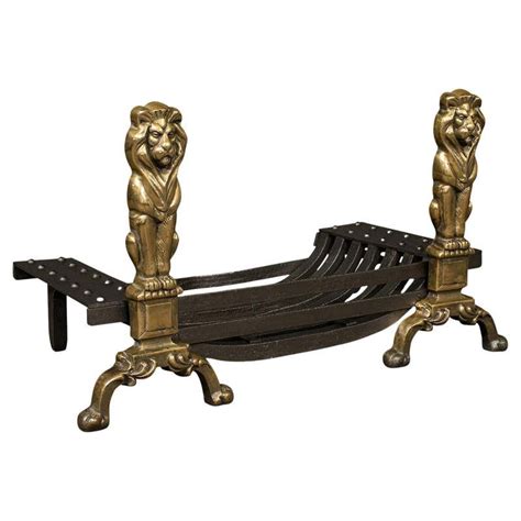 Antique Iron and Brass Dragons Fireplace Andirons, a Pair For Sale at ...