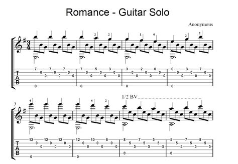 Download Free Guitar Sheet Music | Romance | Guitar | Includes TAB