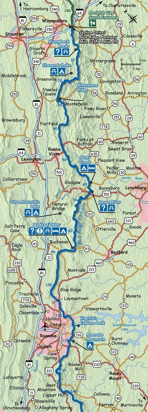 Map of The Blue Ridge Parkway | Blue ridge parkway, Road trip map, Blue ridge