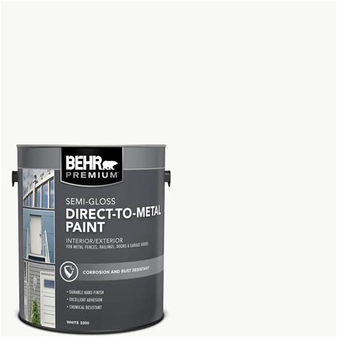 BEHR PREMIUM 1 Gal. White Semi-Gloss Direct to Metal Interior/Exterior ...