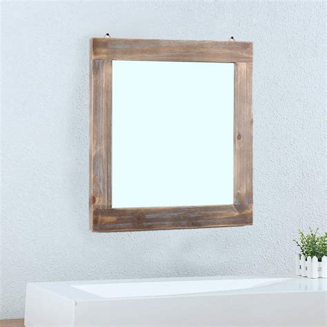 Womio Rustic Bathroom Mirrors for Wall,23.6" x 23.6" Wood Frame a Must ...