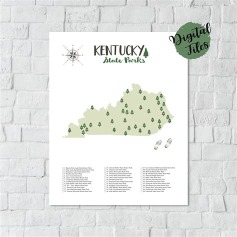 PRINTABLE Kentucky State Parks Map-State Parks Of Kentucky | Etsy