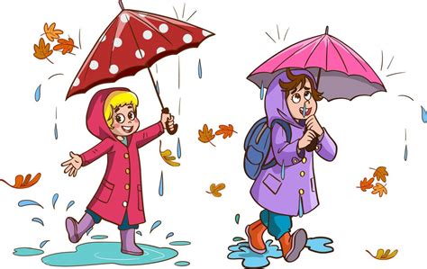 Smiling Little Kids Jumping in a Puddle in Rainy Day Vector Illustration 14199166 Vector Art at ...