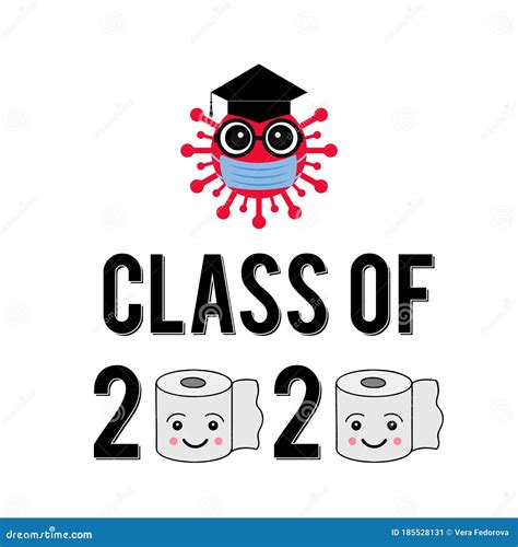 Class of 2020 Funny Typography Poster with Cartoon Coronavirus ...