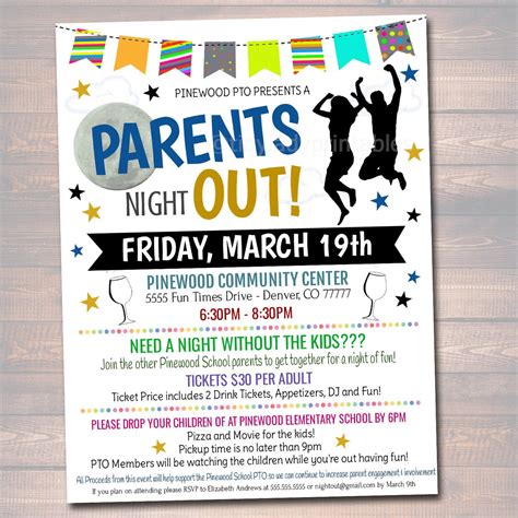 Parents Night Out School Fundraiser Flyer Printable Template – TidyLady Printables