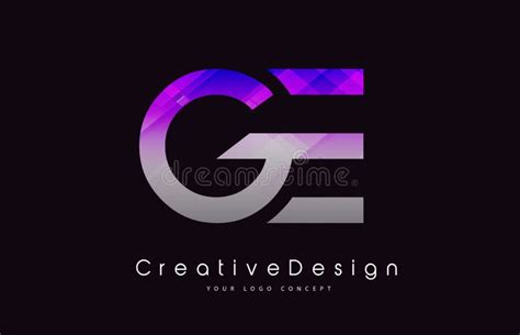 GE Letter Logo Design. Purple Texture Creative Icon Modern Letters ...