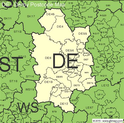 Derby Postcode Area and District Maps in Editable Format