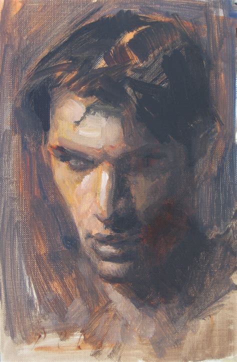 “Portrait of a young man looking down” oil painting | Daniel Peci Fine Art