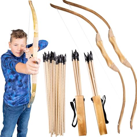 Amazon.com : Island Genius Wooden Bow & Arrow Set for Kids, Archery Set for Boys Girls Youth ...