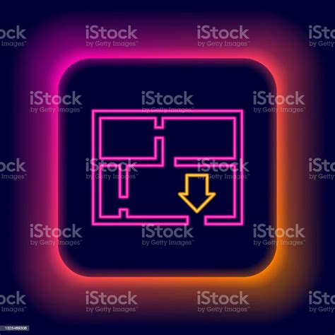 Glowing Neon Line Evacuation Plan Icon Isolated On Black Background ...