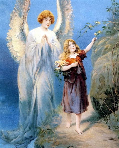 Victorian Era Art Guardian Angel Protects Child Walking at Cliff ...