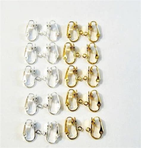 10 Pair Gold Silver Earring Converters DIY Change Pierced Earrings to Comfortable Clip on W ...