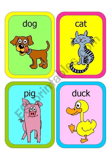 A SET OF 20 ANIMAL FLASHCARDS WHICH CAN BE USED FOR TEACHING NEW WORDS, PLAYING GAMES LIKE ...