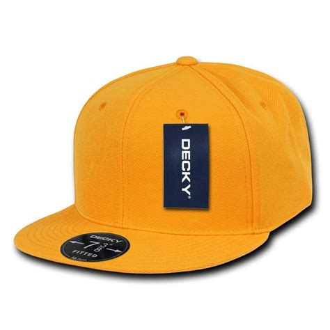 Plain Round Flat Bill Structured Baseball Cap Fitted Hat - Yellow Gold 7 1/2 - Walmart.com ...