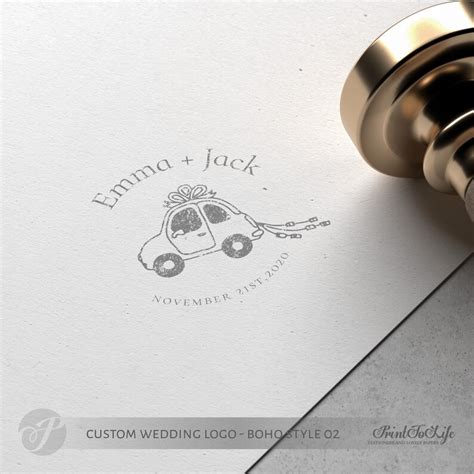 Premade Logo Design, Just Married Logo, Custom Stamp Logo, Wedding Car ...