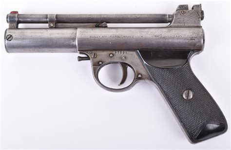 A Webley MK1 air pistol, the left side stamped Webley Air Pistol MarkI, no.53521, in a foam lined