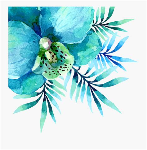 Teal Watercolor Flowers Png , Free Transparent Clipart - ClipartKey