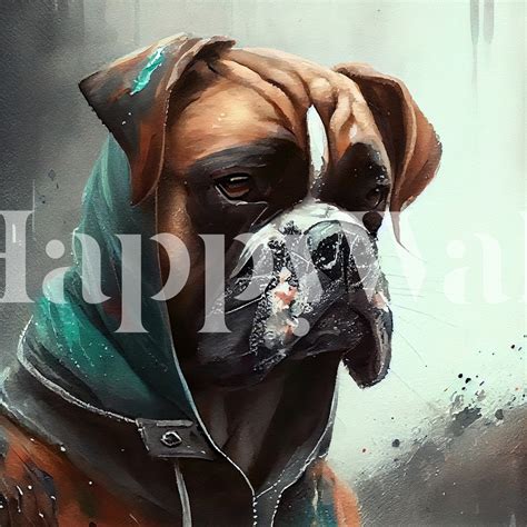 Watercolor Boxer Dog wallpaper - Free shipping | Happywall