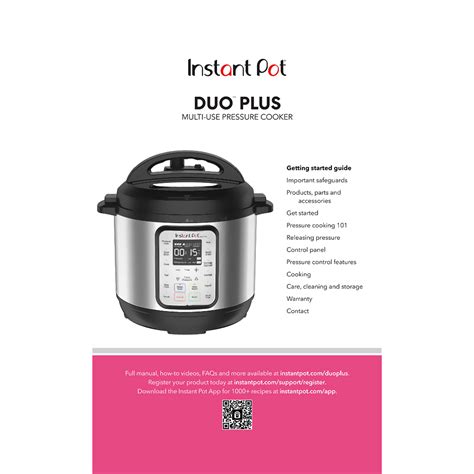 Instant Pot Duo Plus 6qt Pressure Cooker V3 User Manual