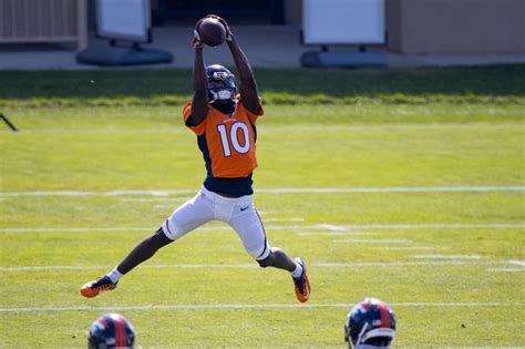 Watch Broncos quarterback Drew Lock throw a dime to rookie wide receiver Jerry Jeudy for a ...