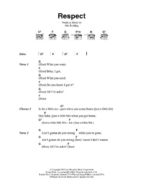 Respect by Aretha Franklin - Guitar Chords/Lyrics - Guitar Instructor