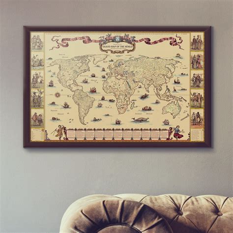 Hand-drawn Old Style World Map Canvas Print - Etsy