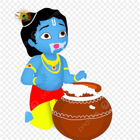 Chor Krishna Clipart PNG Images, Happy Krishna Janmashtami Makhan Chor Graphic Design ...