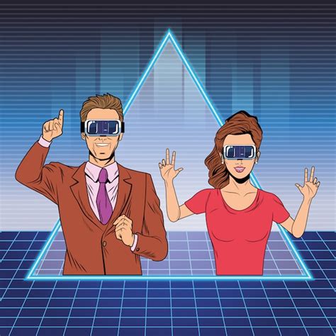 Premium Vector | Couple with virtual reality headset