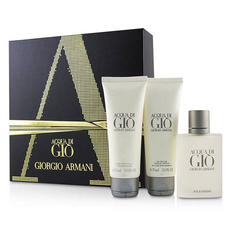 Giorgio Armani Acqua Di Gio Pour Homme Gift set for Men 100ml EDT+After shave balm+Shower gel ...