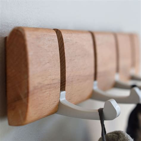 Wooden Coat Rack 4 Hook Wall Mounted Folding Clothes Hanger Hooks ...