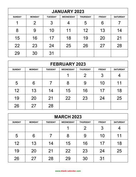 Free Download Printable Calendar 2023 3 Months Per Page 4 Pages | Free ...