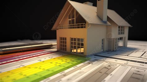 Energy Efficient House A 3d Rendering Atop Blueprint Plans Including An ...
