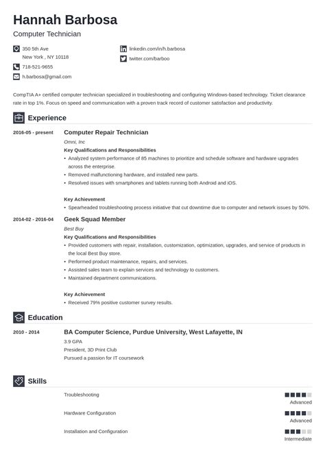 Computer Technician Resume Sample & Job Description